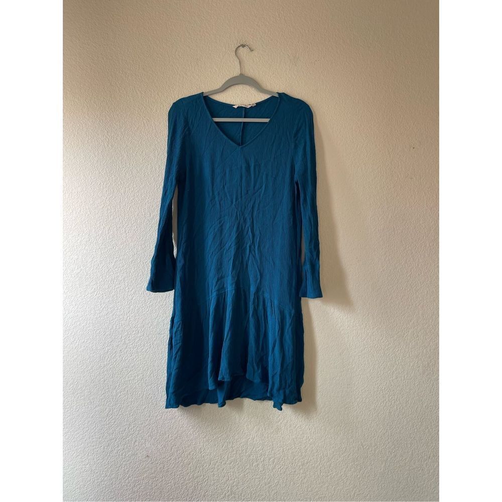 SOFT SURROUNDINGS Mirabella Moroccan Blue Rayon Crinkle Dress Size Medium‎
